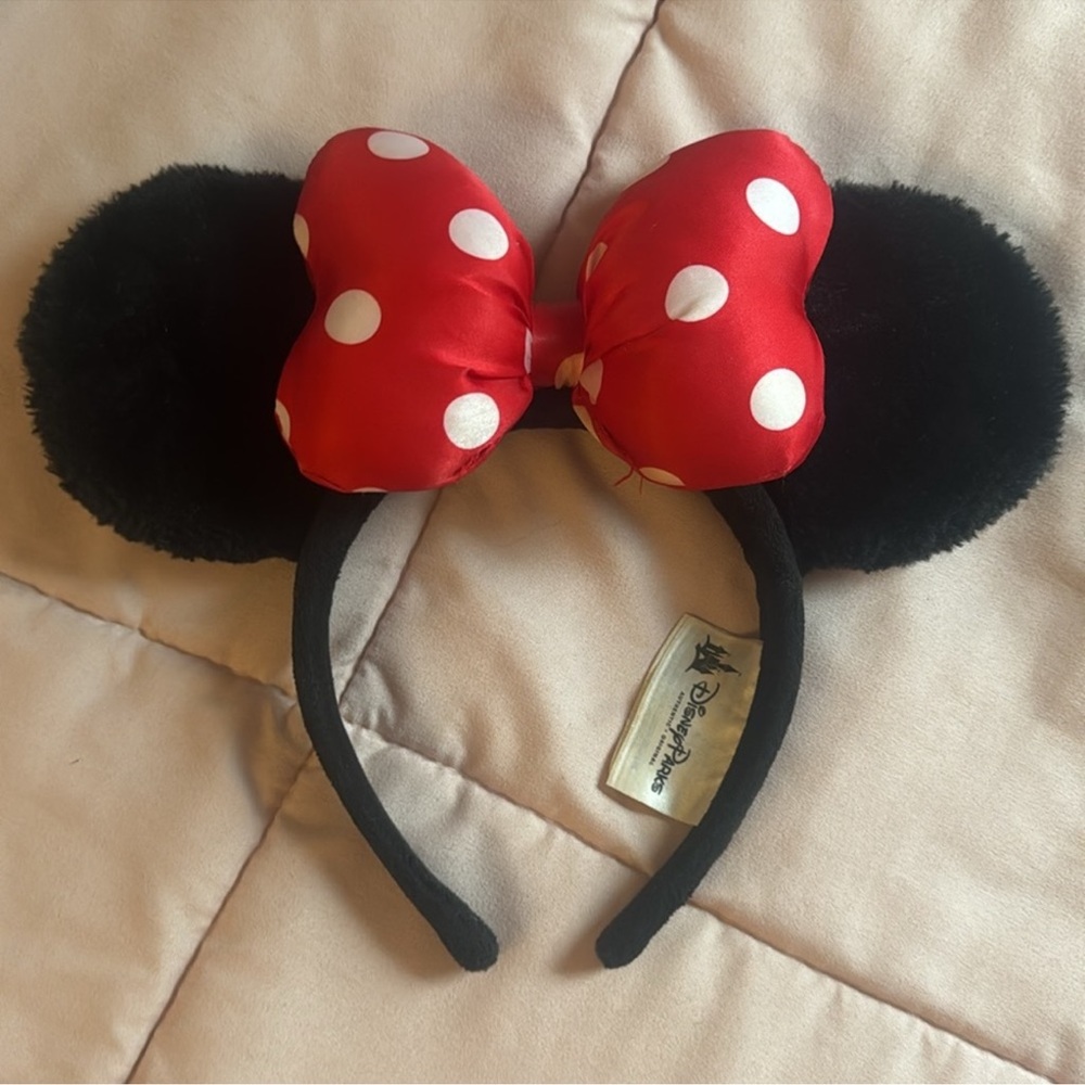 Classic Disney Ears Red And White Polka Dot Bow